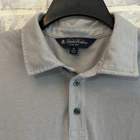 Brooks Brothers Light Gray Slim Fit Short Sleeved Lightweight Polo Mens XL - Picture 3 of 4